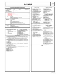 CMP  P-CYMENE CAUTIONARY RESPONSE INFORMATION Common Synonyms Cymol