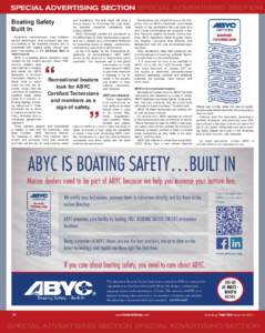 SPECIAL ADVERTISING SECTION SPECIAL ADVERTISING SECTION Boating Safety Built In Equipment manufacturers, boat builders, service technicians, boat surveyors and anyone working in the maritime industry who is concerned wit