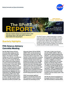 National Aeronautics and Space Administration  SPoRT Quarterly October – December[removed]The SPoRT