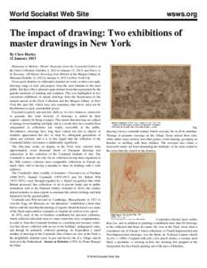 World Socialist Web Site  wsws.org The impact of drawing: Two exhibitions of master drawings in New York