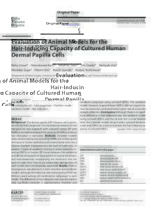 Evaluation of Animal Models for the Hair-Inducing Capacity of Cultured Human Dermal Papilla Cells