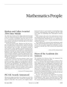 Mathematics People  Bjorken and Callan Awarded