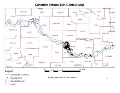 Canadian Terrace SO4 Contour Map WOODS WOODWARD WASHINGTON