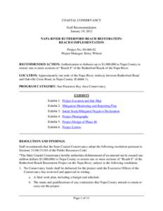 COASTAL CONSERVANCY Staff Recommendation January 19, 2012 NAPA RIVER RUTHERFORD REACH RESTORATION: REACH 8 IMPLEMENTATION Project No[removed]