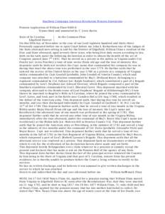 Southern Campaign American Revolution Pension Statements Pension Application of William Flinn W8818 Transcribed and annotated by C. Leon Harris State of So Carolina } In the Common Pleas