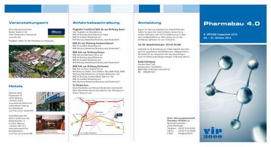 Pharmabau 4.0  Veranstaltungsort Anfahrtsbeschreibung