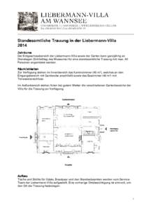 Informationen zur Trauung in der Liebermann-Villa