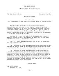 THE WHITE HOUSE Office of the Press Secretary For Immediate Release  December 13, 2011