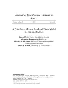 Journal of Quantitative Analysis in Sports Volume 6, Issue[removed]