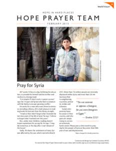 HOPE IN HARD PLACES  H O P E P R AY E R T E A M PATRICIA MOUAMAR/WORLD VISION