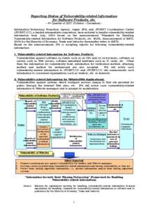 Reporting Status of Vulnerability-related Information for Software Products, etc. - 4th Quarter of[removed]October – December) Information-Technology Promotion Agency, Japan (IPA) and JPCERT Coordination Center (JPCERT/C