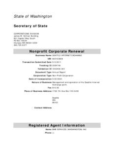 State of Washington Secretary of State CORPORATIONS DIVISION James M. Dolliver Building 801 Capitol Way South PO Box 40234