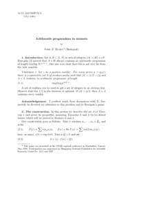 ACTA ARITHMETICA LXArithmetic progressions in sumsets by