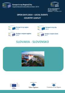 OPEN DAYS 2014 – LOCAL EVENTS COUNTRY LEAFLET SLOVAKIA - SLOVENSKO  INDEX