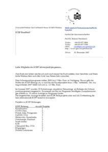 Universität Potsdam ⋅Karl Liebknecht StrassePotsdam  ICDP Rundbrief Mathematisch-Naturwissenschaftliche Fakultät