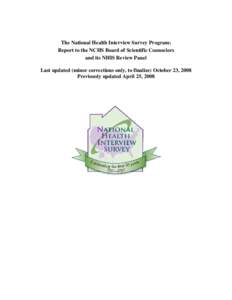 The National Health Interview Survey Program (October 23, 2008)