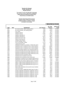 Physician Fee Schedule Provider Specialty 001 Physician Services The inclusion of a rate on this table does not guarantee that a service is covered. Please refer to the Medicaid Billing Guide and the Medicaid and Health 