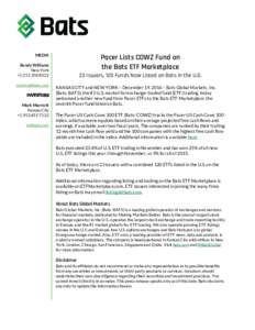 Pacer Lists COWZ Fund on the Bats ETF Marketplace MEDIA Randy Williams New York