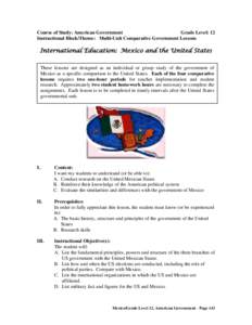 Course of Study:Latin American - Mexicio  American Government  grade 12