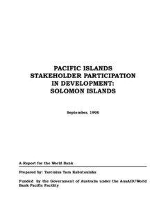PACIFIC ISLANDS STAKEHOLDER PARTICIPATION IN DEVELOPMENT:
