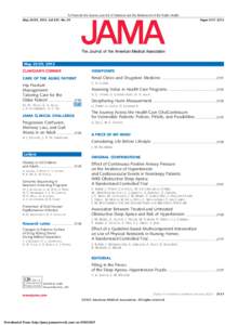 To Promote the Science and Art of Medicine and the Betterment of the Public Health May 23/30, 2012, Vol 307, No. 20 Pages[removed]May 23/30, 2012