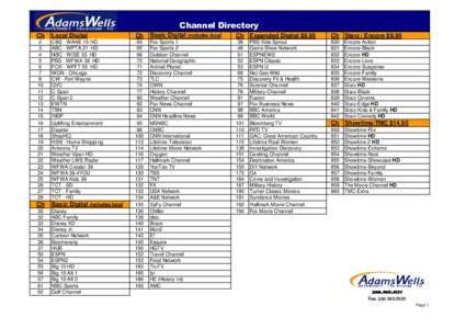 Channel Directory Ch Local Digital  Ch