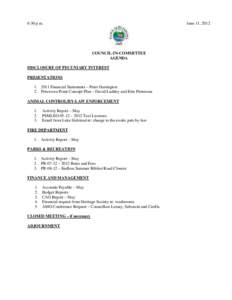 6:30 p.m.  June 11, 2012 COUNCIL-IN-COMMITTEE AGENDA