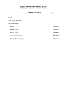 VAAN (Vulnerable Adults Assistance Network): An interagency response to vulnerable situations TABLE OF CONTENTS[removed]