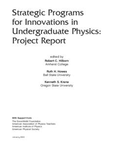 Strategic Programs for Innovations in Undergraduate Physics: Project Report edited by Robert C. Hilborn