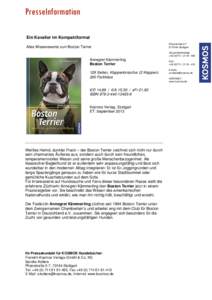 PresseInformation Ein Kavalier im Kompaktformat Alles Wissenswerte zum Boston Terrier Pfizerstraße 5-7 DStuttgart