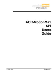 ACR-MotionMax API Users Guide  API Users Guide