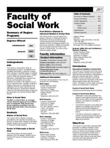 261  Faculty of Social Work Summary of Degree Programs