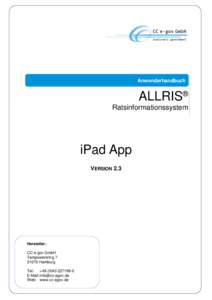 Art des Dokumentes Anwenderhandbuch ALLRIS® Ratsinformationssystem