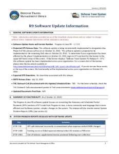 Version 2, [removed]DEFENSE TRAVEL MANAGEMENT OFFICE  R9 Software Update Information