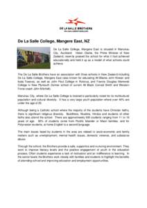 De La Salle College / La Salle College / John Paul College /  Rotorua / Isaia Toeava / La Sallian educational institutions / Lasallian educational institutions / Rugby union / De La Salle College /  Mangere East
