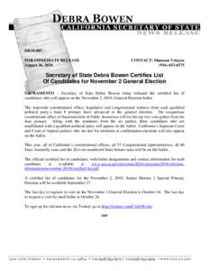 DB10:087 FOR IMMEDIATE RELEASE August 26, 2010 CONTACT: Shannan Velayas[removed]