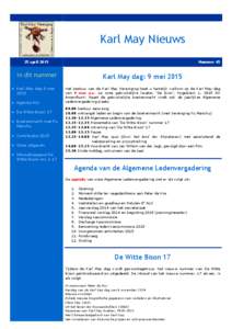 Karl May Nieuws 25 april 2015 Nummer 45  In dit nummer