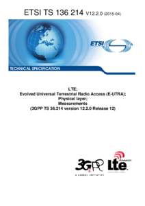 ETSI TSV12TECHNICAL SPECIFICATION LTE; Evolved Universal Terrestrial Radio Access (E-UTRA);