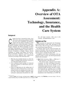 Appendix A: Overview of OTA Assessment: Technology, Insurance, and the Health Care System