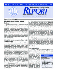 NYSDA Backup Center Report - Jan-Mar 2011