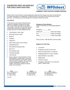 Infosheet Suggested First Aid Supplies for CCFs .indd