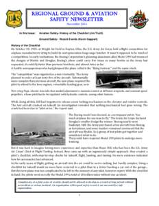 Regional Ground & Aviation Safety Newsletter November 2014 In this Issue:  Aviation Safety- History of the Checklist (Jim Truitt)