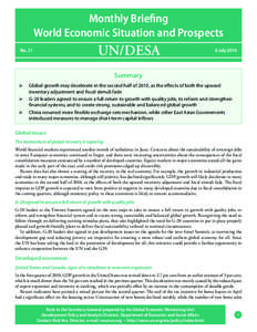 Monthly Briefing World Economic Situation and Prospects UN/DESA  No. 21
