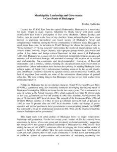 Municipality Leadership and Governance A Case Study of Bhaktapur Krishna Hachhethu