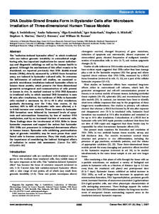 Research Article  DNA Double-Strand Breaks Form in Bystander Cells after Microbeam Irradiation of Three-dimensional Human Tissue Models 1