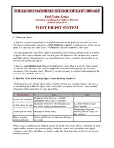 West American Digest System / West / Law library / Citator / Archie Comics / Case citation / Legal research / Law / Research