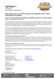 ERZBERGRODEO XX 29. Mai – 1. Juni 2014 Eisenerz-Austria Pressemitteilung 11. November[removed]Austria goes Africa: Lars Enöckl startet bei der legendären Roof of Africa