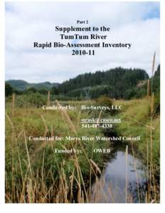Part 2  Supplement to the TumTum River Rapid Bio-Assessment Inventory