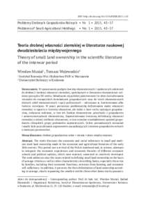 DOI: http://dx.doi.orgPDGRProblemy Drobnych Gospodarstw Rolnych	 •  Nr	 1 •  2015,  43–57 Problems of Small Agricultural Holdings	 •  No.	 1 •  2015,  43–57  Teoria drobnej w