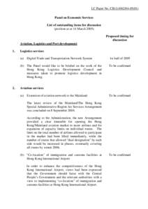 LC Paper No. CB[removed]) Panel on Economic Services List of outstanding items for discussion (position as at 14 March[removed]Proposed timing for discussion